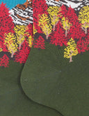 Calze corte donna cotone verde muschio fantasia paesaggio montagna - Gallo 1927 - Official Online Shop