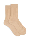Unisex-Kurzsocken aus Baumwolle mit Doppelripp und Galli-Schriftzug an der Spitze, einfarbig beige