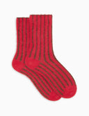 Calze corte donna poliammide e cotone fucsia con righe verticali effetto scintillante - Gallo 1927 - Official Online Shop