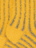 Kurze Damensocken aus Polyamid und Baumwolle, gelb mit vertikalen Streifen und Glitzereffekt