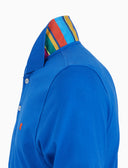 Polo uomo cotone tinta unita con sottocollo multicolor azzurro - Gallo 1927 - Official Online Shop