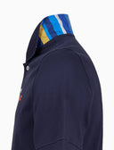 Polo uomo cotone tinta unita con sottocollo multicolor blu - Gallo 1927 - Official Online Shop