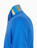 Polo uomo cotone tinta unita con sottocollo multicolor azzurro - Gallo 1927 - Official Online Shop