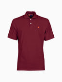 Men's burgundy blue cotton polo with multicoloured undercollar