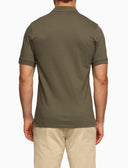 Men's plain green cotton polo with multicoloured undercollar