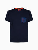 T-shirt girocollo uomo cotone tinta unita con taschino pois blu - Gallo 1927 - Official Online Shop