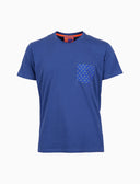 T-shirt girocollo uomo cotone tinta unita con taschino pois blu - Gallo 1927 - Official Online Shop