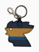 Portachiavi testa di gallo unisex pelle righe multicolor blu - Gallo 1927 - Official Online Shop