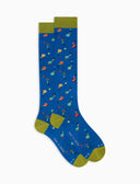 Calze lunghe uomo cotone leggerissimo blu francese fantasia padel - Gallo 1927 - Official Online Shop