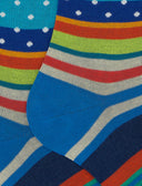 Calze lunghe uomo cotone fantasia mix righe e pois azzurro - Gallo 1927 - Official Online Shop