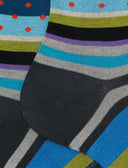 Calze corte uomo cotone fantasia mix righe e pois grigio - Gallo 1927 - Official Online Shop