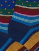 Calze lunghe donna cotone fantasia mix righe e pois blu - Gallo 1927 - Official Online Shop
