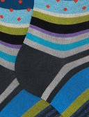 Calze lunghe donna cotone fantasia mix righe e pois grigio - Gallo 1927 - Official Online Shop