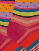 Calze lunghe donna cotone fantasia mix righe e pois fucsia - Gallo 1927 - Official Online Shop