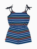 Tuta corta bambina cotone blu royal righe multicolor - Gallo 1927 - Official Online Shop