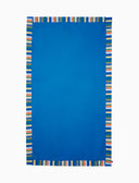 Telo mare unisex tinta unita e bordo righe multicolor azzurro - Gallo 1927 - Official Online Shop