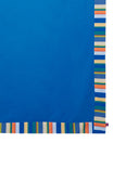 Telo mare unisex tinta unita e bordo righe multicolor azzurro - Gallo 1927 - Official Online Shop