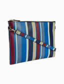 Pochette donna pelle blu royal righe multicolor - Gallo 1927 - Official Online Shop