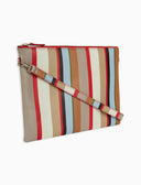 Pochette donna pelle biscotto righe multicolor - Gallo 1927 - Official Online Shop