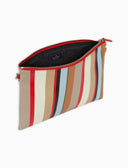 Pochette donna pelle biscotto righe multicolor - Gallo 1927 - Official Online Shop