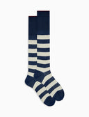 Calze lunghe uomo cotone a coste righe bicolore blu - Gallo 1927 - Official Online Shop