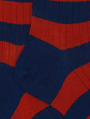 Calze lunghe uomo cotone blu a coste righe bicolore - Gallo 1927 - Official Online Shop