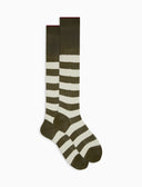 Calze lunghe uomo cotone a coste righe bicolore verde - Gallo 1927 - Official Online Shop