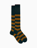 Calze lunghe uomo cotone verde a coste righe bicolore - Gallo 1927 - Official Online Shop