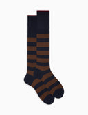 Calze lunghe uomo cotone blu a coste righe bicolore - Gallo 1927 - Official Online Shop