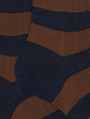 Calze lunghe uomo cotone blu a coste righe bicolore - Gallo 1927 - Official Online Shop