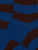 Calze lunghe uomo cotone blu a coste righe bicolore - Gallo 1927 - Official Online Shop