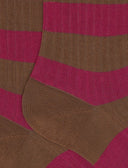 Calze altezza media donna cotone tortora a coste righe bicolore - Gallo 1927 - Official Online Shop