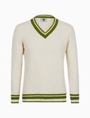 Pull scollo a v unisex cotone corda tinta unita con contrasti - Gallo 1927 - Official Online Shop