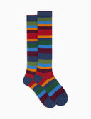 Calze lunghe uomo cotone blu righe multicolor a sette colori - Gallo 1927 - Official Online Shop