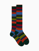 Calze lunghe uomo cotone verde righe a sette colori - Gallo 1927 - Official Online Shop