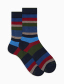 Calze corte uomo cotone blu righe multicolor a sette colori - Gallo 1927 - Official Online Shop