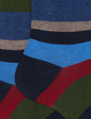Calze corte uomo cotone blu righe multicolor a sette colori - Gallo 1927 - Official Online Shop