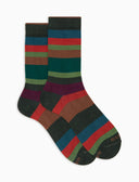 Calze corte uomo cotone verde righe multicolor a sette colori - Gallo 1927 - Official Online Shop