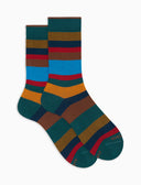 Calcetines cortos para hombre de algodón cálido color pavo con rayas Multicolor de siete colores