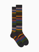 Calze lunghe donna cotone caldo grigie righe multicolor a sette colori