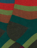 Calze lunghe donna cotone verde righe multicolor a sette colori - Gallo 1927 - Official Online Shop