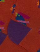 Calze lunghe uomo cotone arancio fantasia galli multicolore - Gallo 1927 - Official Online Shop