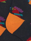 Calze lunghe uomo cotone caldo blu fantasia galli multicolore