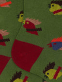 Calze corte uomo cotone verde fantasia galli multicolore - Gallo 1927 - Official Online Shop