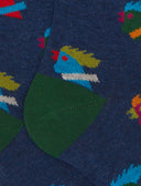 Calze lunghe donna cotone blu fantasia galli multicolore - Gallo 1927 - Official Online Shop