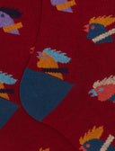 Calze lunghe donna cotone bordò fantasia galli multicolore - Gallo 1927 - Official Online Shop