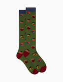 Calze lunghe donna cotone verde fantasia galli multicolore - Gallo 1927 - Official Online Shop