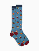Calze lunghe donna cotone caldo arancio fantasia galli multicolore