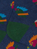 Calze corte donna cotone blu fantasia galli multicolore - Gallo 1927 - Official Online Shop