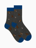 Calze corte uomo cotone grigio fantasia cani - Gallo 1927 - Official Online Shop